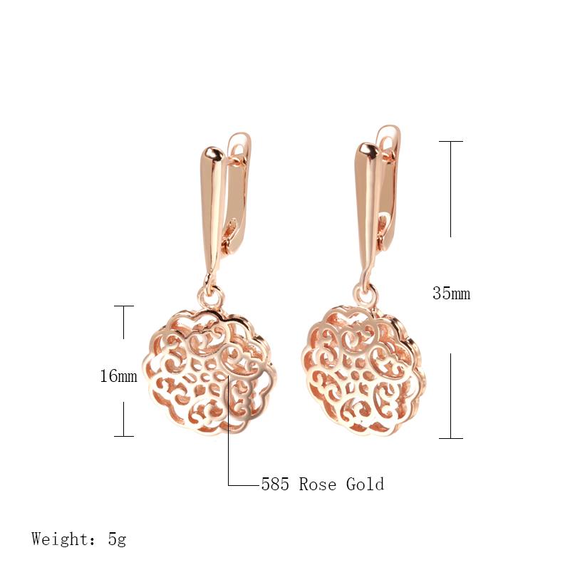 New Trendy Rose Gold Drop Earrings For Women Unusual Hollow Flower Big Earrings Fashion Ethnic Bride Wedding Jewelry