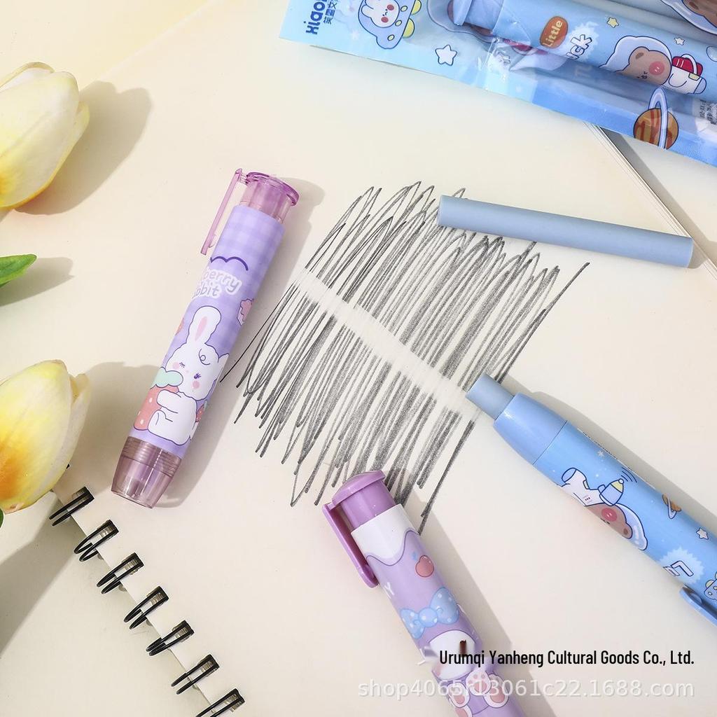 Cute Lipstick-Style Cartoon Eraser with Refills