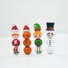 Navidad Natal Gift DIY Christmas Wooden Bead String Pendant 20mm Color Printed Wooden Bead Set Home Decoration Kid Gift