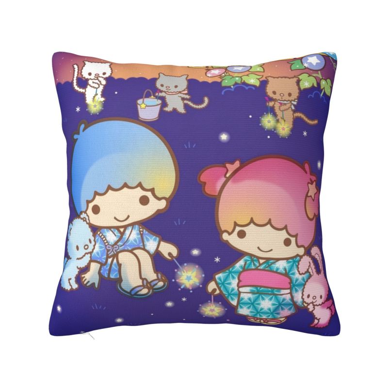 Sanrio Little Twin Stars Anime Cover 45x45cm Soft Lala Cartoon Kiki Cute Throw Pillow for Sofa Square Pillowcase Decoration