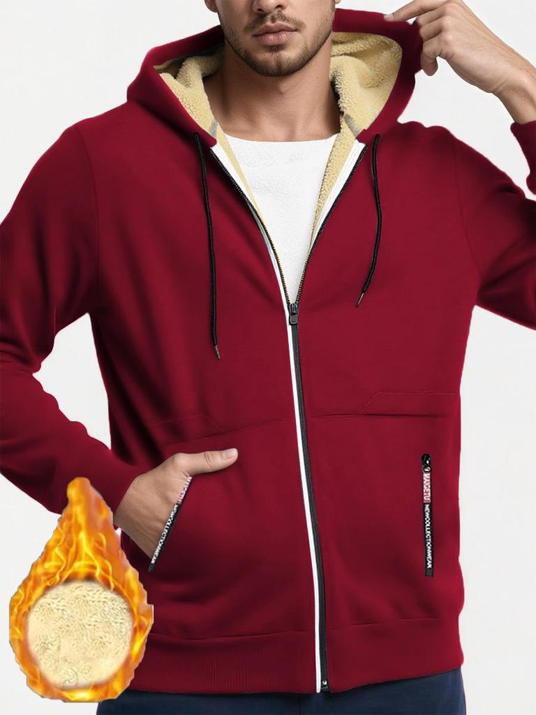 Men's Fleece-Lined Zip-Up Knitted Cardigan - Thickened for Autumn/Winter