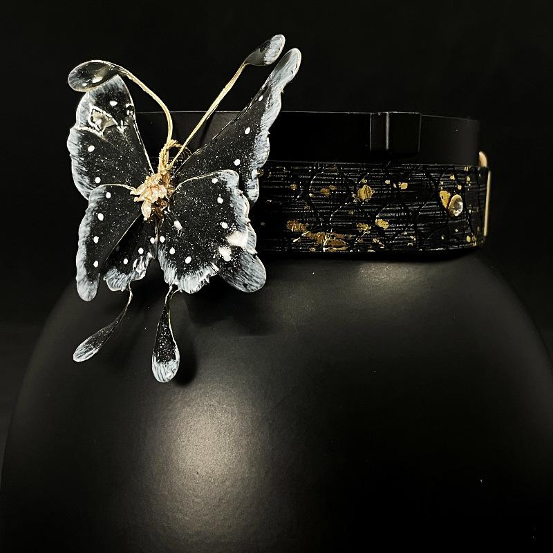 PU leather necklace choker choker soap butterfly handmade accessory collar choker bell chain halterneck