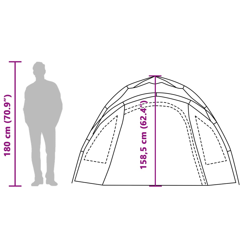 Dome Camping Tent for 3 Persons Green Quick Release