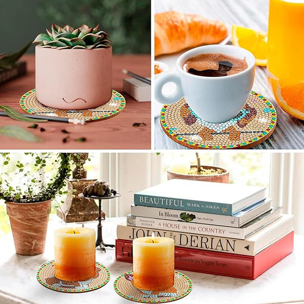 8 Pieces/set of Diamond Painted Dog Patterned Coasters, DIY Coasters with Holder, Suitable for Beginners and Adults, Art and Craft Supplies Gifts