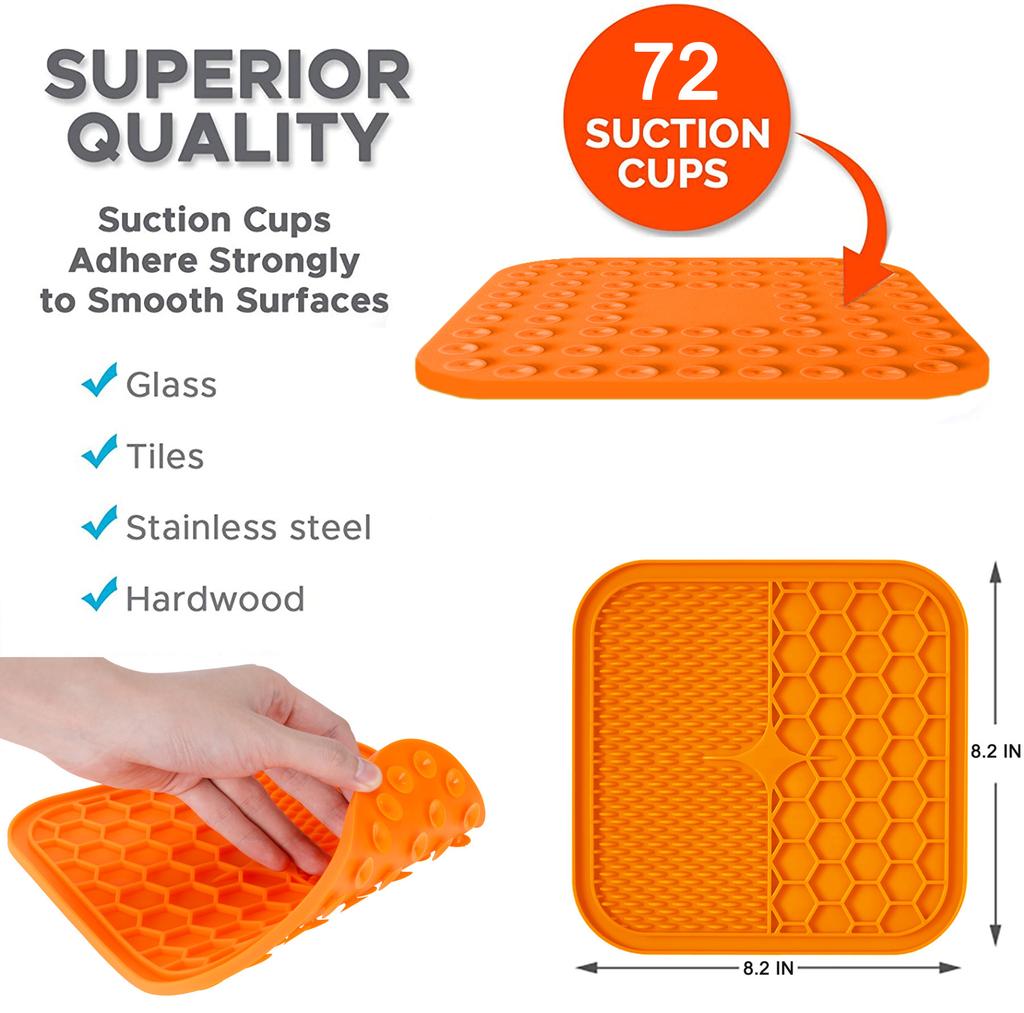 Lick Pad designed for Dog Cat Slower Feeder Licky Mat designed for Puppy Kitten Silicone Dispenser Pet Feeding Licking Mat Bathing Distraction Pad