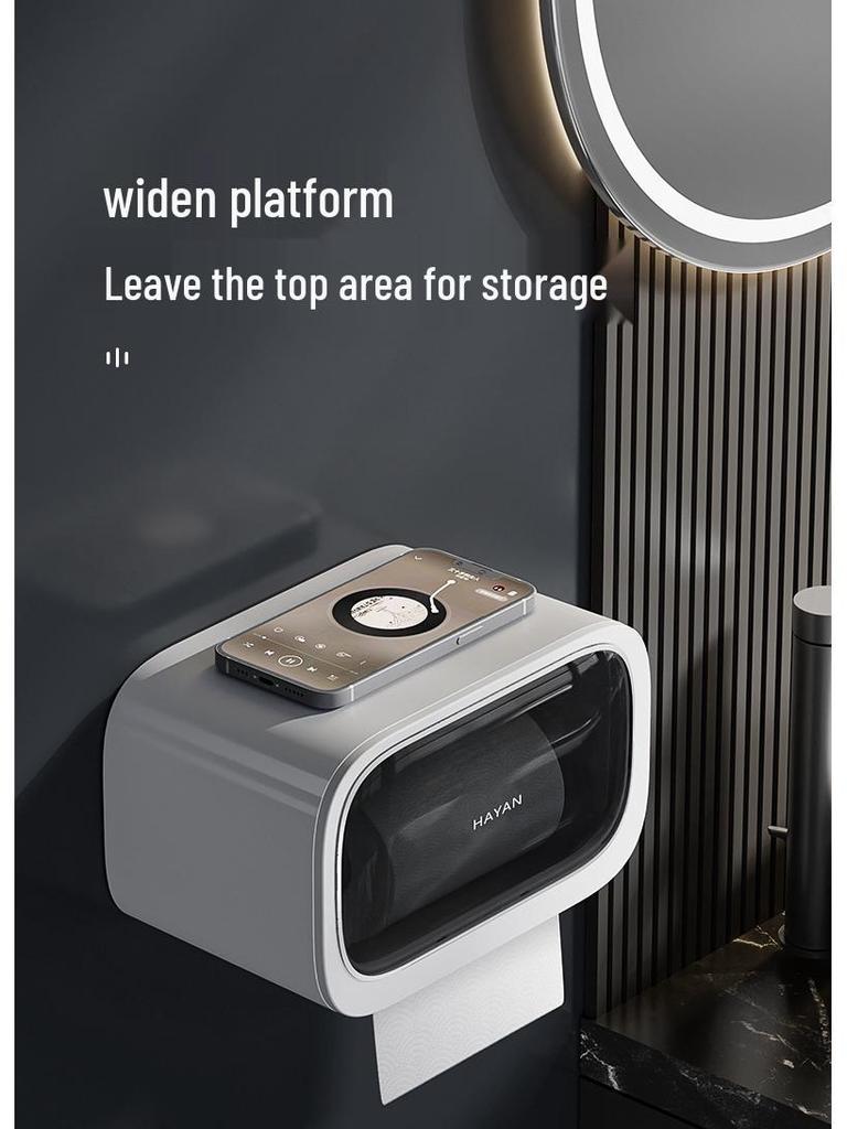 Luxury Wall-Mounted Tissue and Toilet Paper Box - No-Drill, Elegant Pull-Out Design