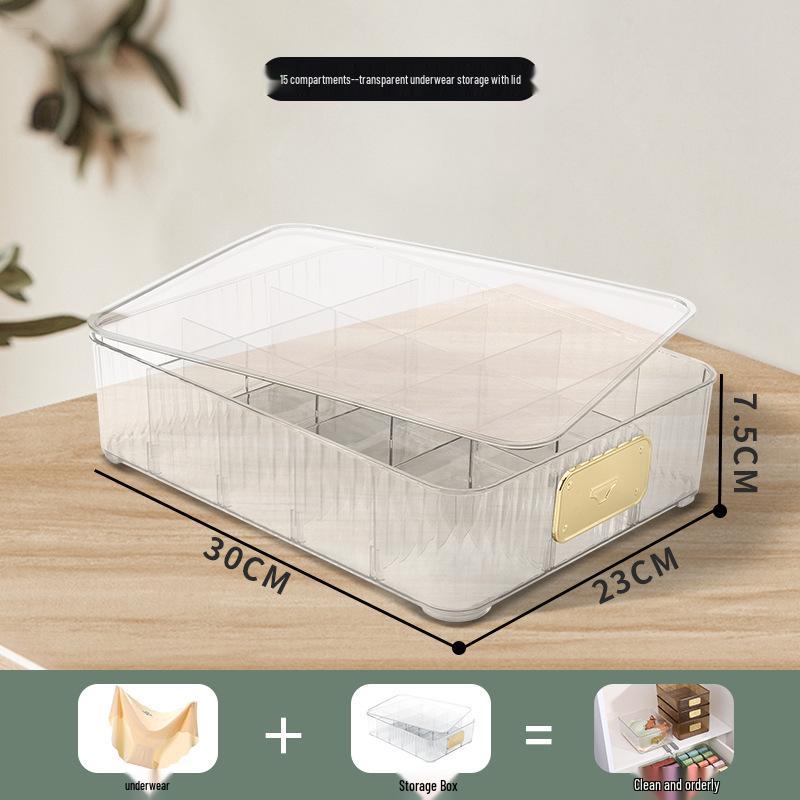 Multifunctional Plastic Underwear Storage Box with Lid – Organizer for Bras, Socks, and Underpants