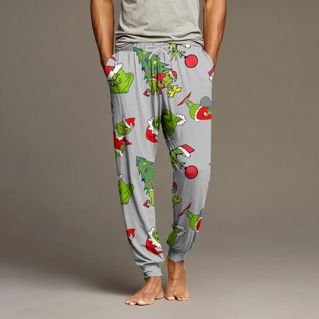 Men's Drawstring Pocket Cuffed Casual Pants Home Sleep Pants