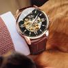 Yaboni automatic mechanical watch fashion double-sided hollow mechanical watch waterproof luminous men's belt watch