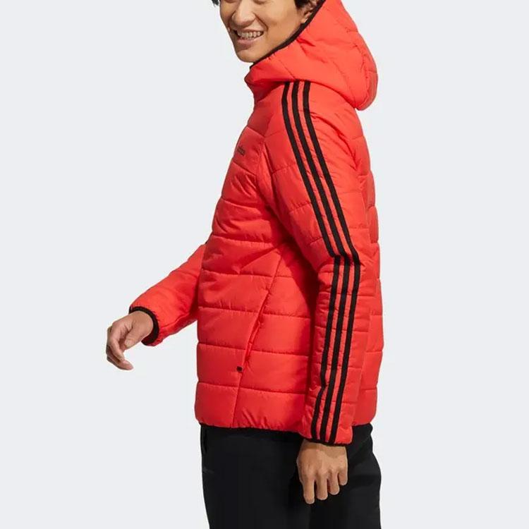 Adidas Neo Classic Three Stripes Hooded Cotton Jacket Men Jacket Black Red GP4927