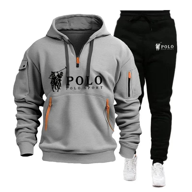 Completo da golf da uomo autunno e inverno + abbigliamento sportivo da esterno elegante e confortevole e set di pantaloni a due pezzi