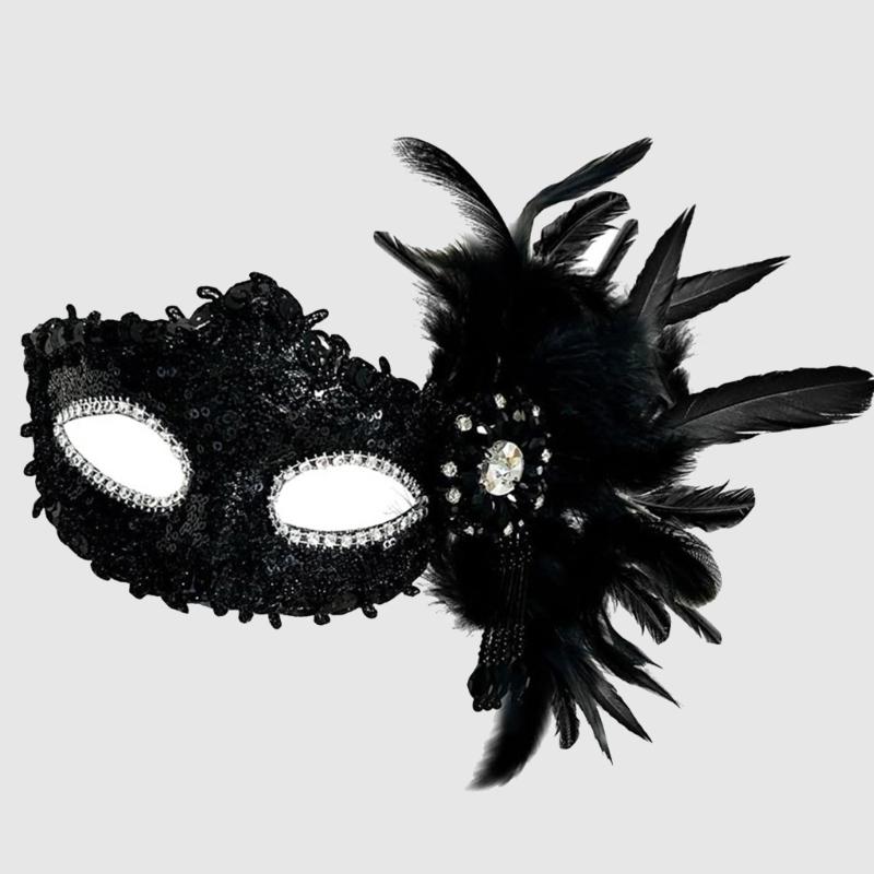 Halloween Costume Mask Feather Mask Masquerade Mask Party Mask Venetians Mask Rhinestones Mask Half Face Mask