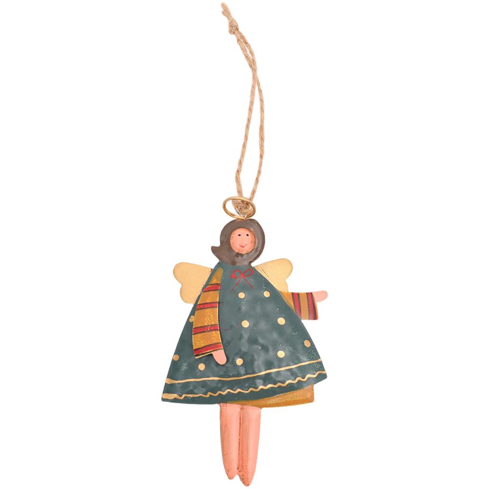 

Festive Iron Angel Girl Pendant Ornament for Christmas For Tree Hanging Decoration Lightweight Metal with Hand Painted Detail синій