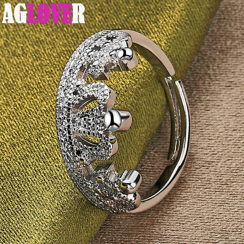 925 Sterling Silver AAA Zircon Crown Ring Jewelry