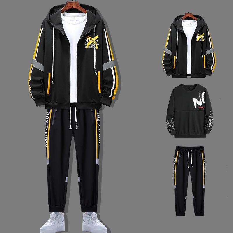 

And Lightweight Men s Three-Piece Sports Suit Youthful And Fresh Student Style 2025 New Style Casual Sports Outfit M чёрный