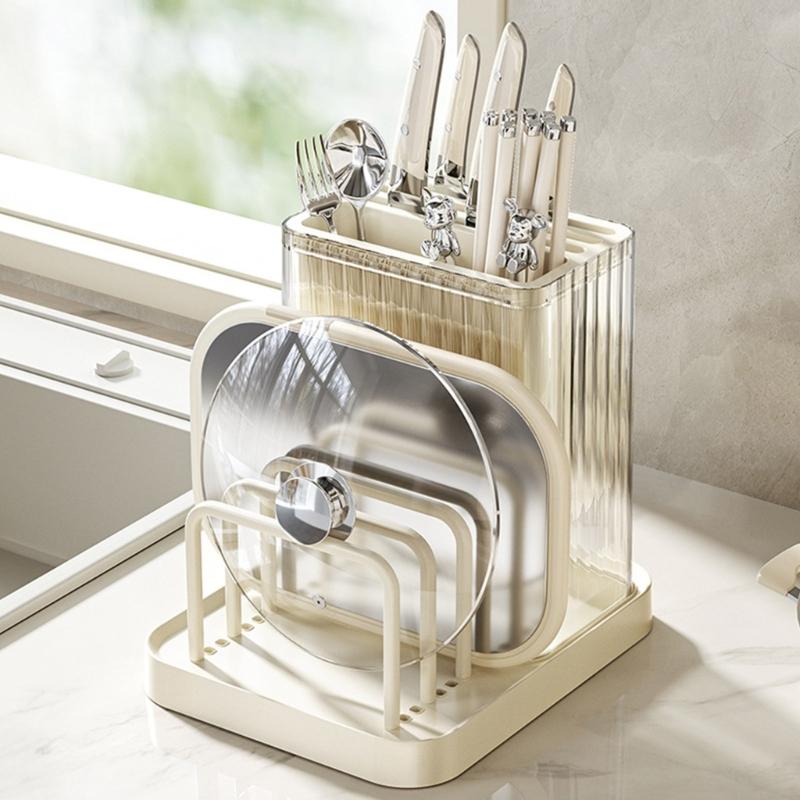 Multifunctional Kitchen Cutter and Cutting Board Stand with Chopstick Holder Space Saving Storage Rack Organizers