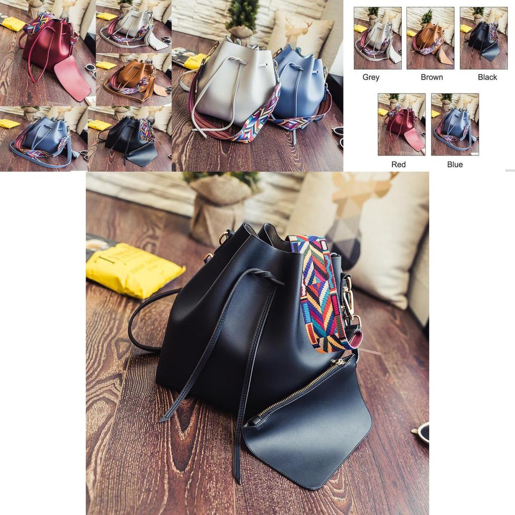 Elegant Fashion Women Colorful Wide Strap Bucket Shoulder Bags For Versatile Style
