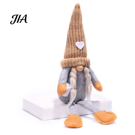 Neutral Christmas Gifts for Friends Gnome Plush Decoration with Long Legs, Faceless Handmade Fabric Nordic Style Ornaments Doll Figurines, Sitting Elf