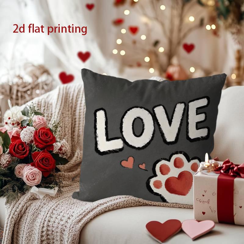 Liebe Pfotenabdruck Kissen: Herzerwärmende Dekoration für Zuhause Muster Kissenbezug Geeignet für Sofa Schlafzimmer Auto Kissenbezug