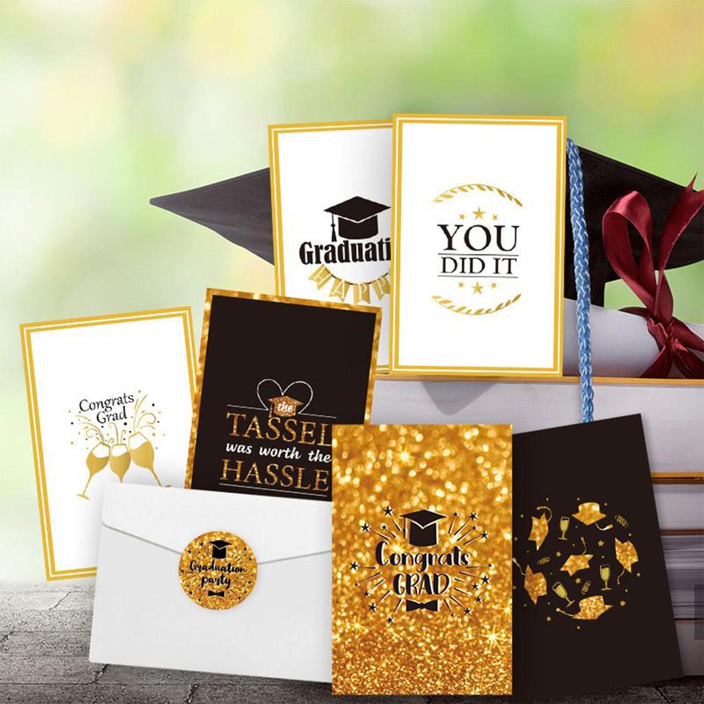 6pcs Graduation Card with Envelope and Stickers Greeting Card for Him Grad Supplies for Elementary Middle High School College