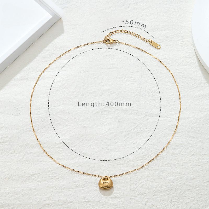 New Chinese-Style Chubby Fu Yuanbao Sand Gold Necklace Female Niche High-End Sense Stacked Collarbone Chain Premium