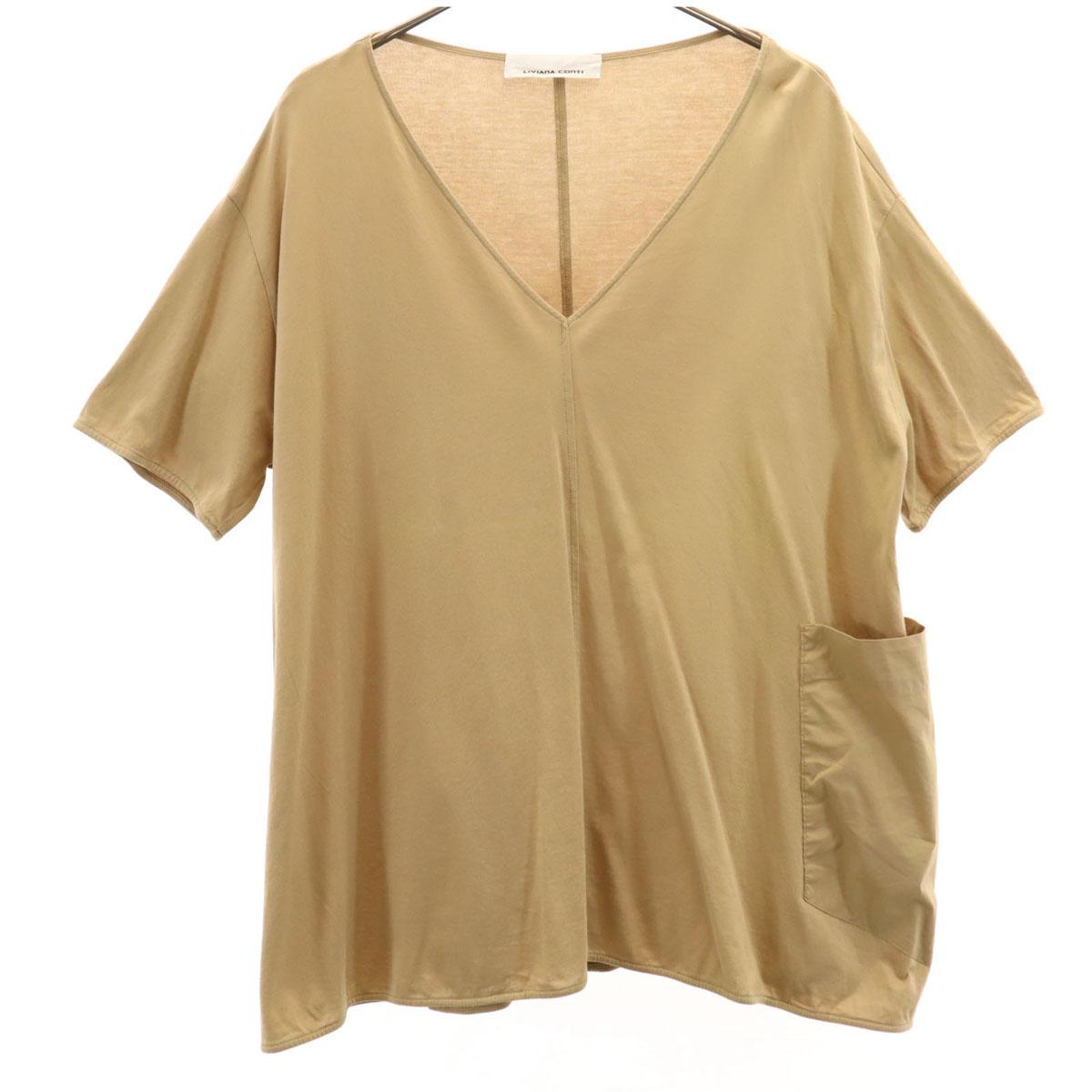 

LIVIANA CONTI сделано в Италии Короткий рукав V-образный вырез Крой S бежевый Женский Б/у