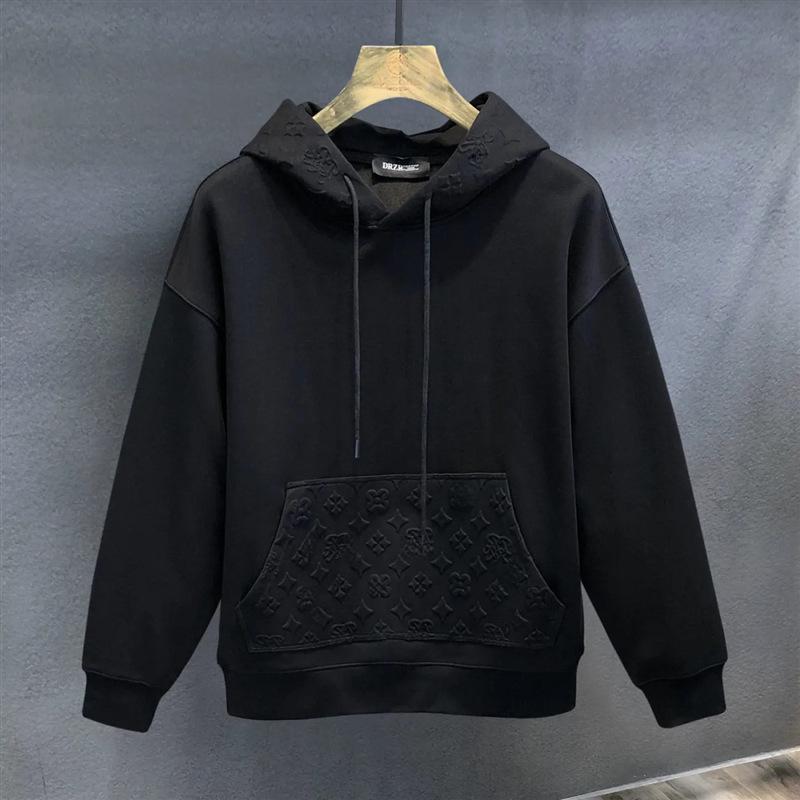 

Men s Retro Casual Long Sleeve Hoodie - Spring/Autumn, 200 Jin, Loose Fit, Trendy, Versatile, Plus Size 3XL for 150-175 jin чорний