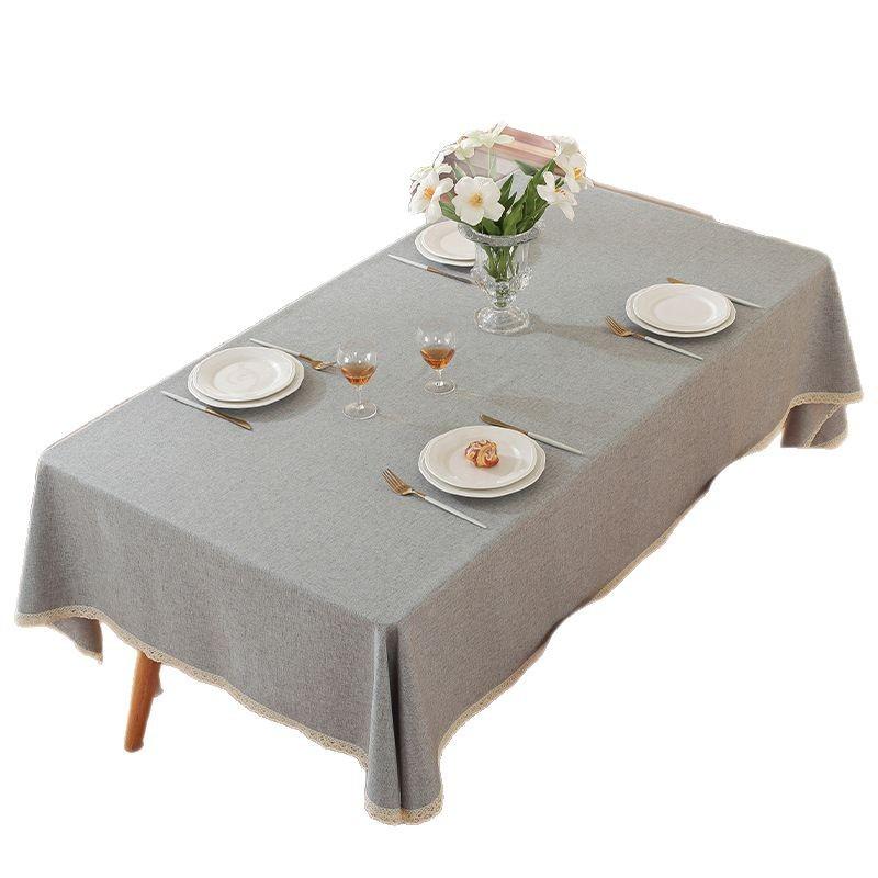 Fabric Waterproof And Oil-Proof Leave-In Dining Table Cloth Nordic Light Luxury Solid Color High-Grade Coffee Table Household Rectangle