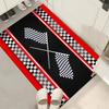 Retro Rennflaggen Teppich, Kariertes Design Rutschfeste Fußmatte für Man Cave Garage Schlafzimmer, Motorsport-Enthusiasten Dekor Teppich