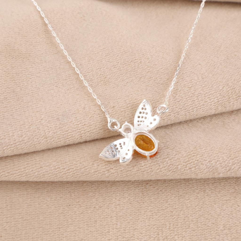 Citrine Gemstone 925 Sterling Silver Jewelry Zircon Pendant 0.50" Gift For Her CZP-12-3