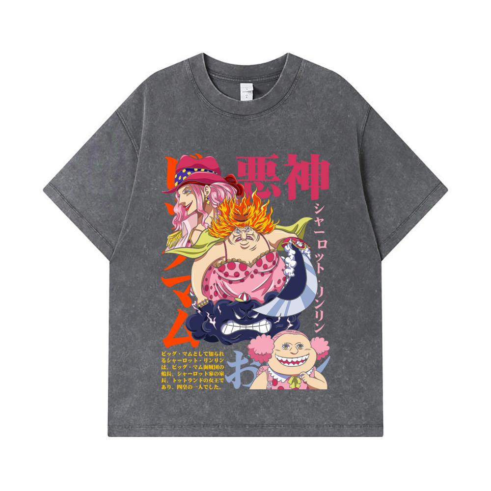 275 GSM Gewaschene T-Shirts 100% Baumwolle Einteilig V37 Big Mom Druck Unisex Schweres Baumwoll-T-Shirt