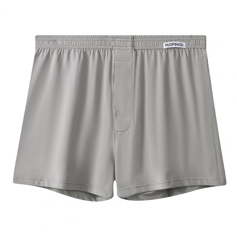 Herren-Boxerunterwäsche, offenes Design, Knopfleiste, mittelhoher Schnitt, elastischer Bund, Shorts, Slips, einfarbig, lockere Passform