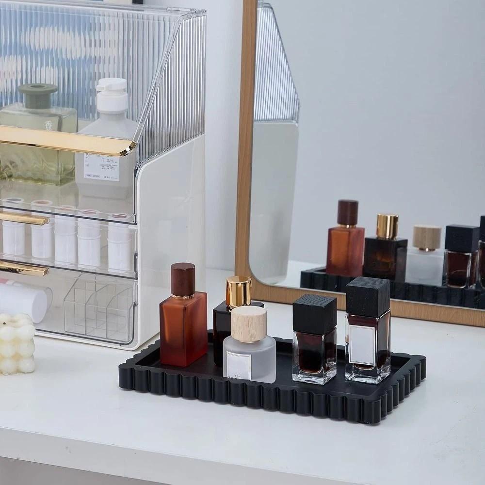 Serving Tray Silicone Candle Holder Tray Wavy Square Decorative Tray Multi-purpose Modern Table DecorationTrays Coffee Table