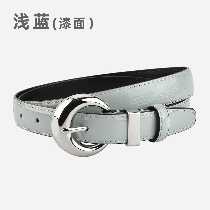 Lacquered Belt Women'S First Layer Cowhide Simple Jeans Decoration High-End Women'S Belt