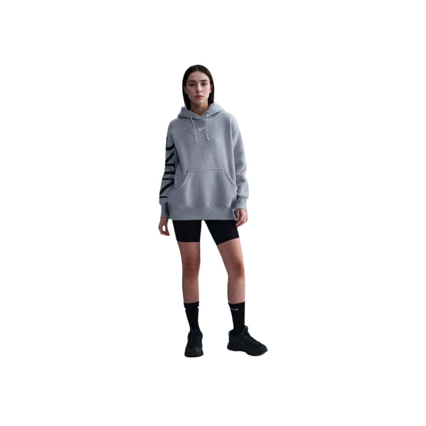 Nike Phnx Flc Os Hdy Logo Loose Warm Hoodie Женские толстовки с капюшоном Серый FQ7043-063 M