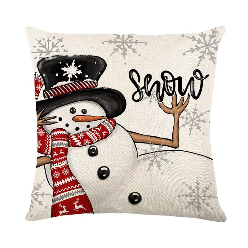 Christmas Pillowcase Decorative Linen Printed Porch Courtyard Sofa Home Decoration Pillowcase