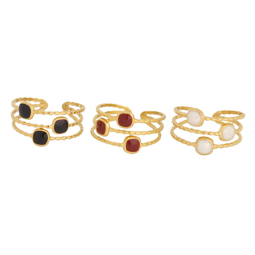 Women's Gold Geometric Stainless Steel Open Ring - French Retro Luxury Style