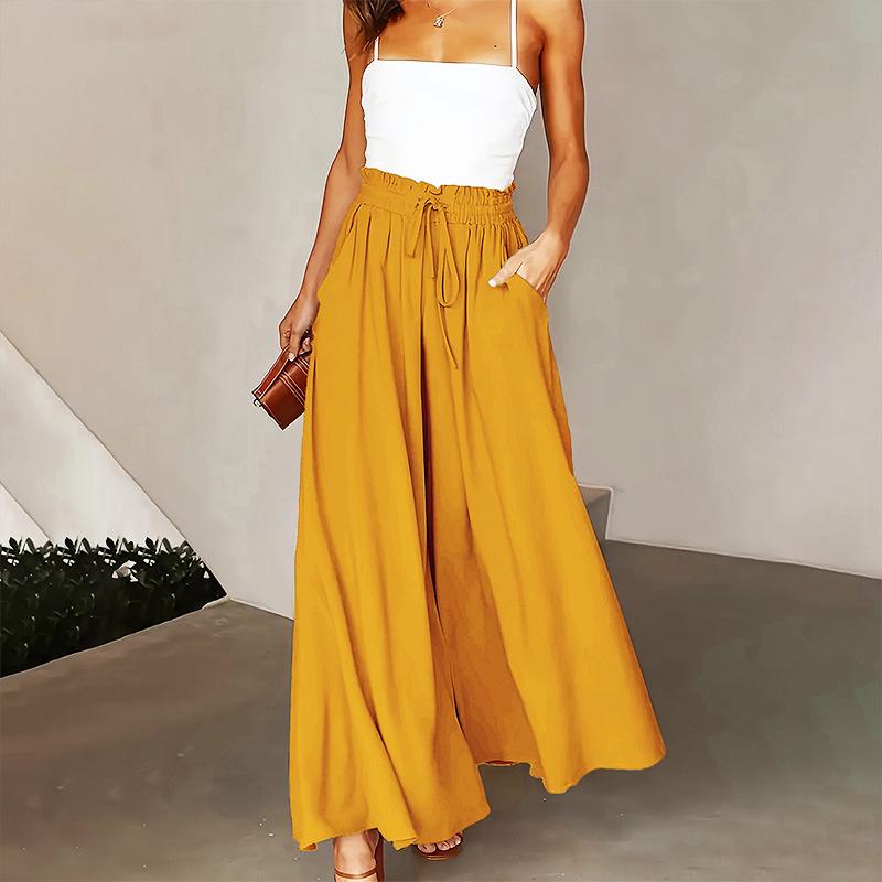 2025 Women's Long Waist-Cinching Midi Skirt with Draping Design – Summer Style