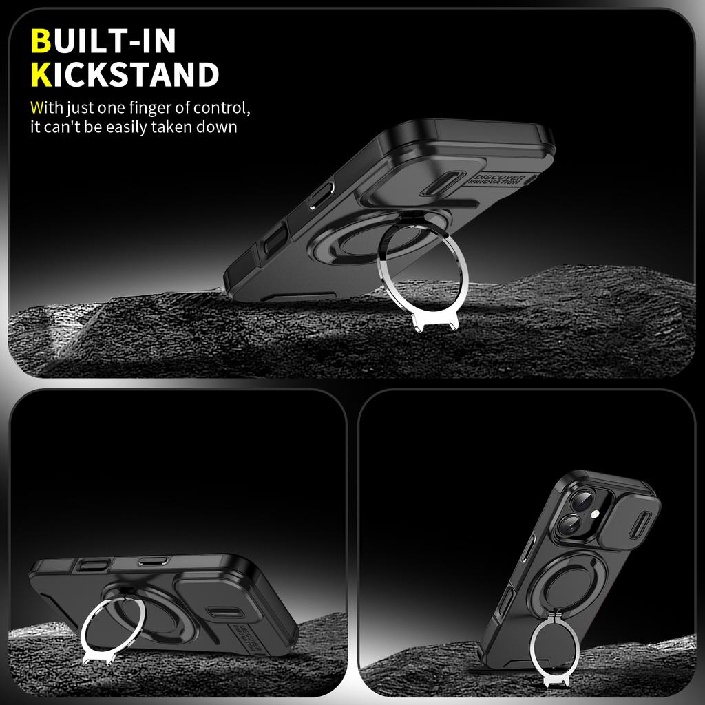 For iPhone 17 16 Pro Max 16E 17Air 16Plus 360 Degree Rotating Magnetic Bracket With Camera Protection Phone Case