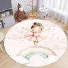 Kulatá koberecová podložka Balerína Princezna Snová a Okouzlující Domácí Dekorace v Růžovo-Bílém Tónu pro Dětský Pokoj Herna