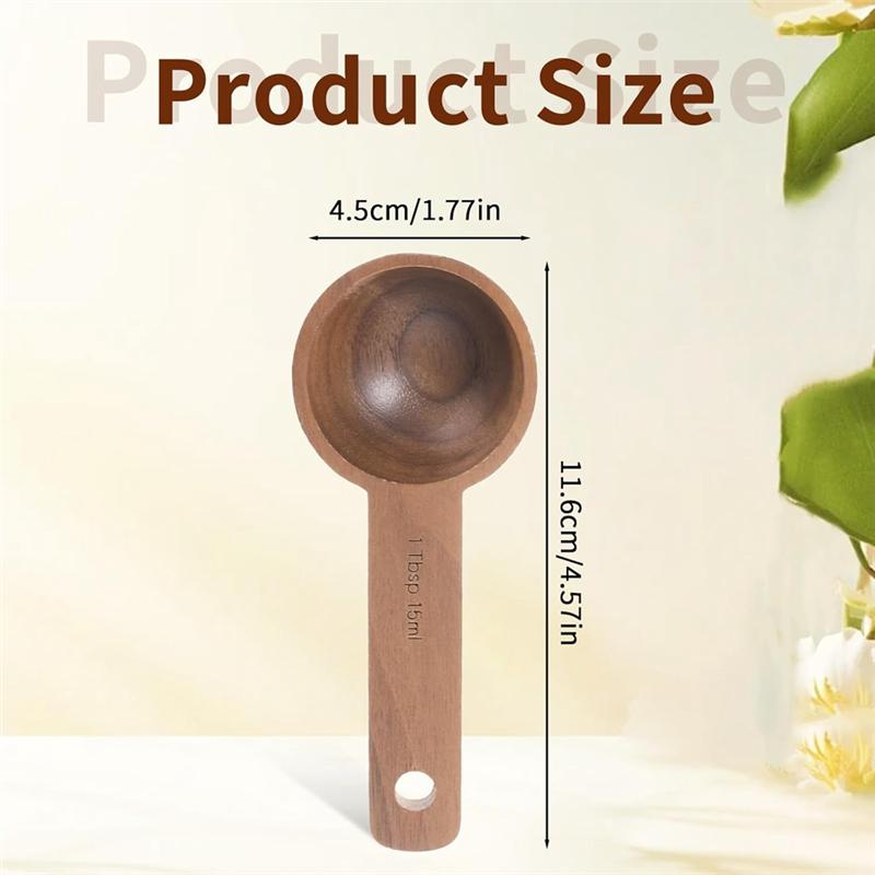 A03F-Walnut Wooden Coffee Scoop For Jars, Coffee Scoop For Ground Coffe Handmade Tablespoon Measuring Spoon For Coffe Beans