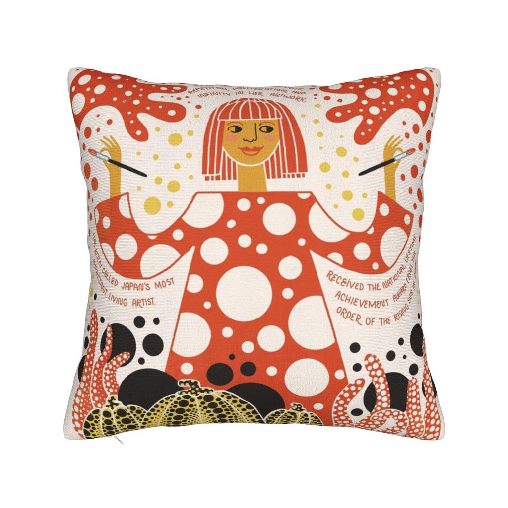 Yayoi Kusama Art Square Pillow Case Polka Aesthetic Cushion Cover Vintage Zippered Decorative Throw Pillow Case Cover for Seat