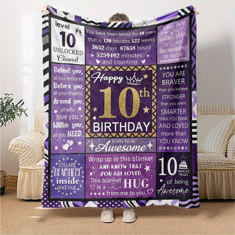 10Th Birthday Celebration Cozy Blanket for Sofa Couch Office Bed Picnics Four Seasons Multipurpose Modern Ideal Gift For Thanksgiving Y1