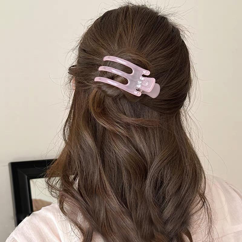 AWAYTR Jelly Acrylic Hair Claw Hairpin Amber Plastic Hair Clips Clamp Girl Hair Accessories Festival Gift Valentine Headwear