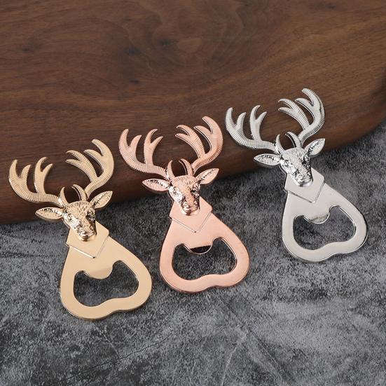 Hirschkopf Flaschenöffner, Kreativer Bieröffner mit Wortspiel "One Deer You" Bedeutung, Zinklegierung Hochzeitsmitgebsel Geschenk für Trauzeugen