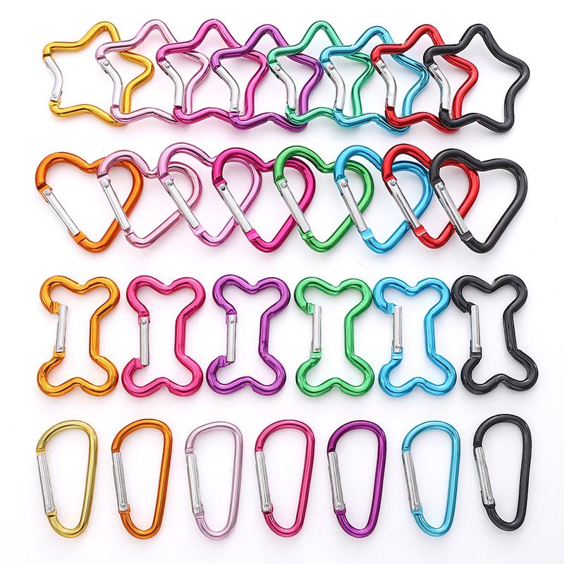 1pc Mountaineering Buckle Love Star Buckle D-Shaped Buckle Color Backpack Buckle Aluminum Keychain DIY Accessories