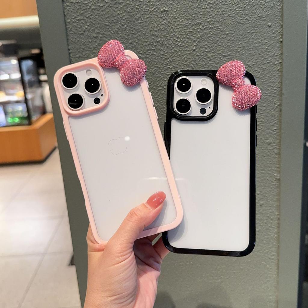 Large Hole Acrylic Rhinestone Bow Is Suitable for Apple 16promax Mobile Phone Case, Apple 15promax All-inclusive 14.