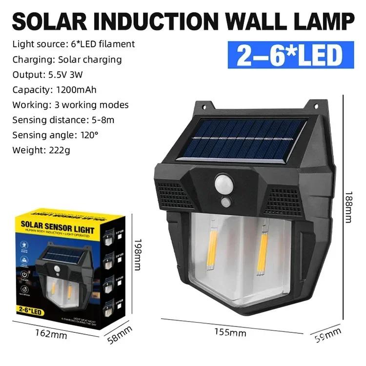 Outdoor Solar Tungsten Wall Light with Motion Sensor IP65 Waterproof LED Safety Light for Patio Outdoor Deck Porch Barn Garage