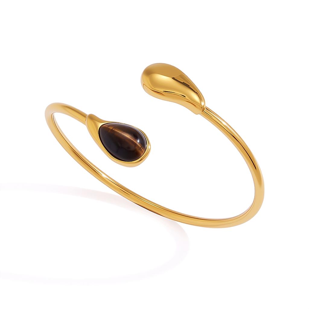 Yori Teardrop-shaped Resin Pearl Open Bracelet Bangle 18k Gold Plated Waterproof Jewelry For Women Charm Fashion