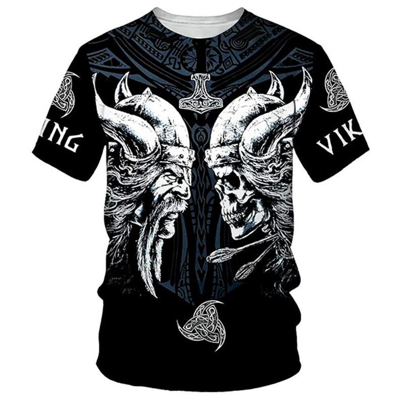 T-shirt Summer Mythical Print 3D Digital Short Sleeve Men's Street Trendy Loose Shirt